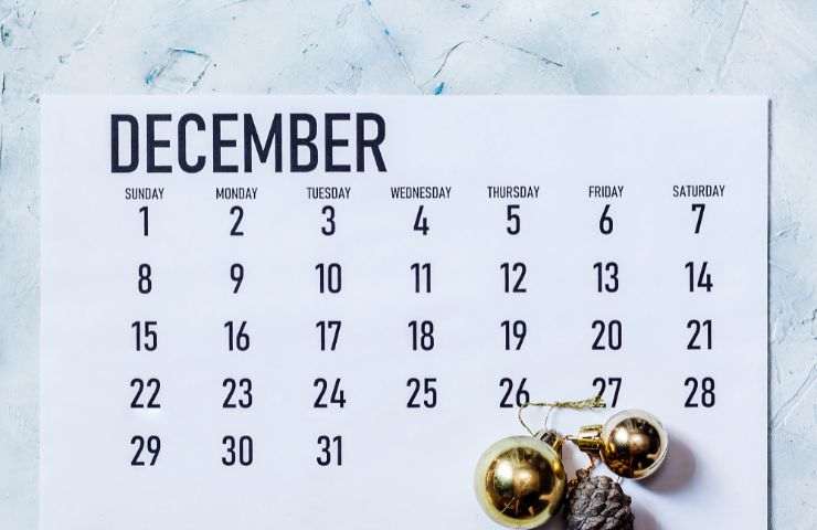 Calendario dicembre