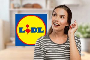 donna in primo piano e logo lidl