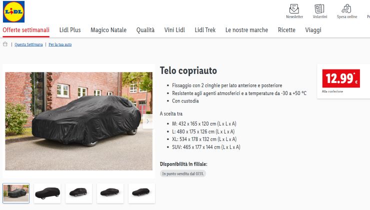 Telo copriauto di Lidl