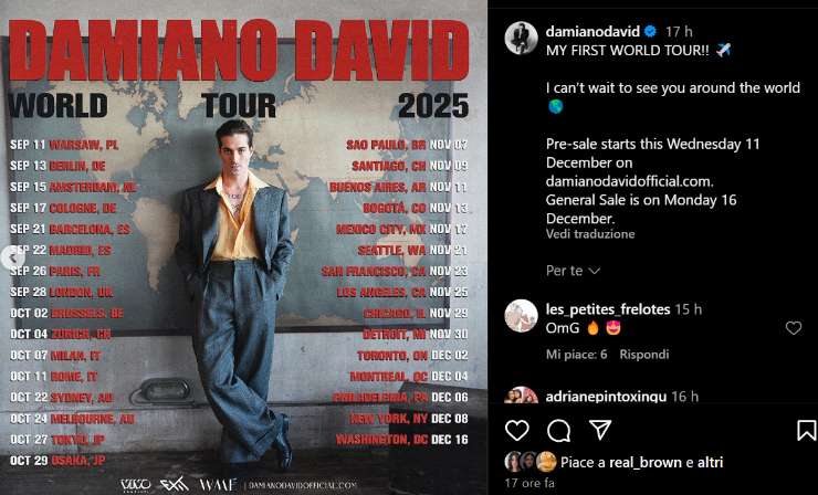 Locandina tour Damiano David