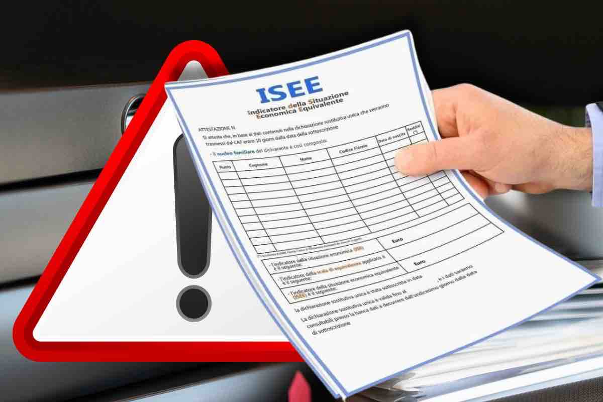 Modello ISEE e simbolo pericolo